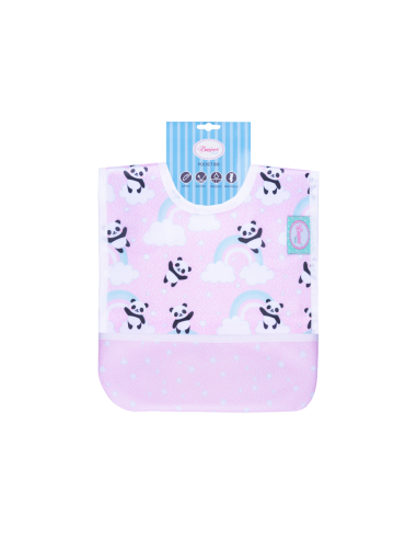 Babete plástica panda rosa e azul
