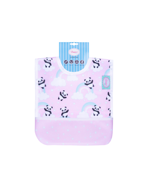 Babete plástica panda rosa e azul