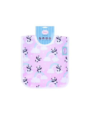 Babete plástica panda rosa e azul