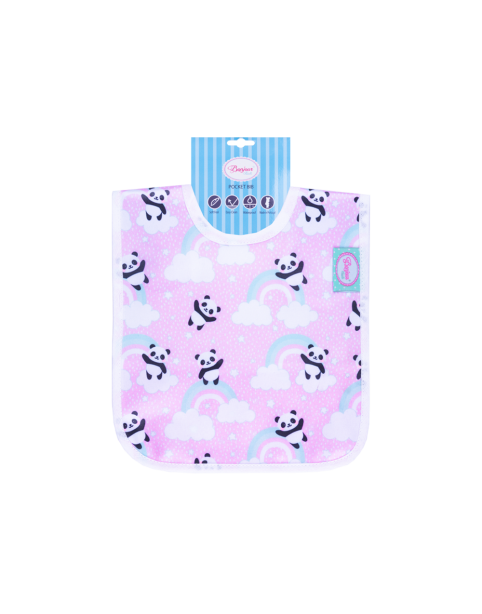 Babete plástica panda rosa e azul