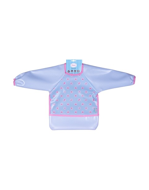 Mangas tipo babero - come azul con flores rosas