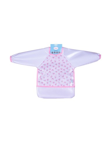 Babete Braços com Mangas - Flores Rosa