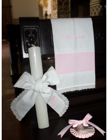 PERSONALIZÁVEL | TOALHA E VELA DE BATIZADO PINTAS