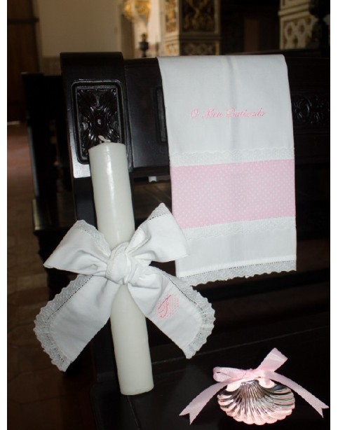 PERSONALIZÁVEL | TOALHA E VELA DE BATIZADO PINTAS