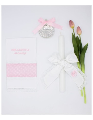 PERSONALIZÁVEL | TOALHA E VELA DE BATIZADO PINTAS