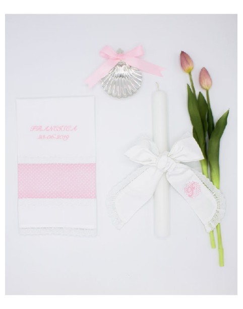 PERSONALIZÁVEL | TOALHA E VELA DE BATIZADO PINTAS