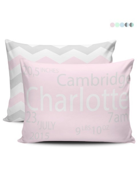 Gray Pink Chevron Birth Pillow