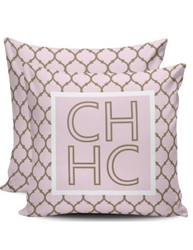 Almofada com Monograma USA rosa e castanho