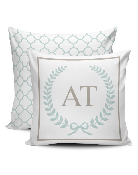 Personalized Pillow with Blonde Monogram - Blue