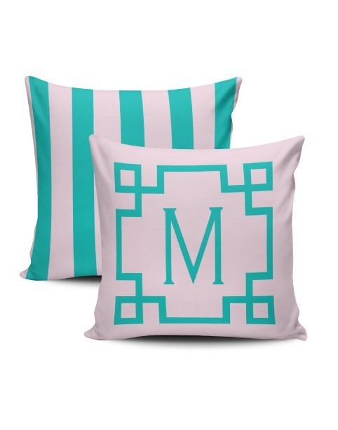 Personalized cushion pink/green frame