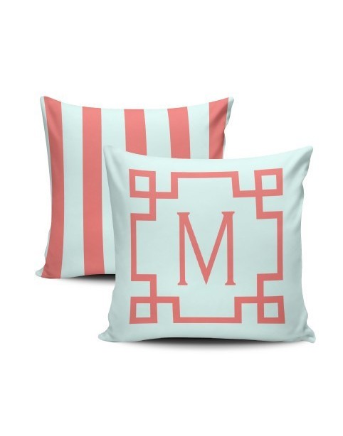 Blue/orange framed personalized pillow
