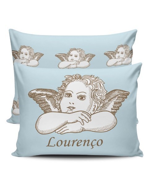 Cojín personalizado con nombre - ángel azul