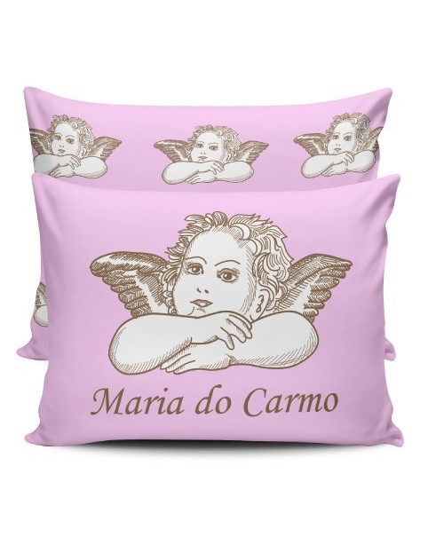 Personalized cushion with name - pink angel