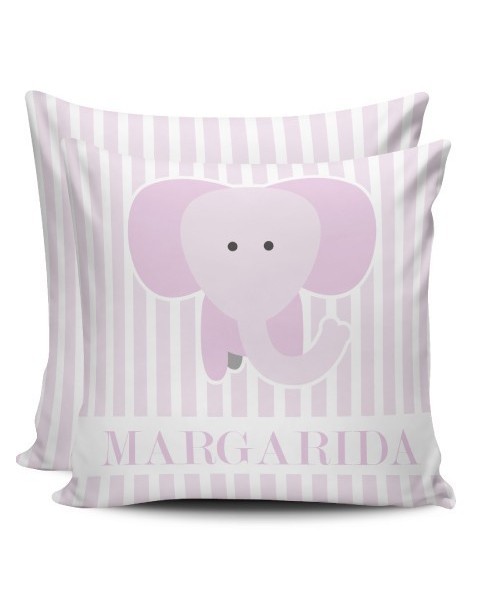 Almofada Personalizada com nome rosa - elefante