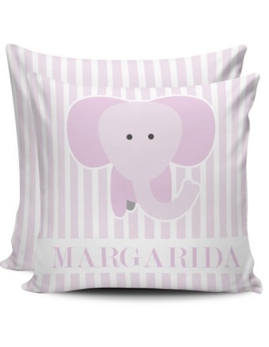 Almofada Personalizada com nome rosa - elefante