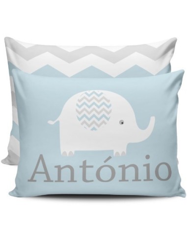 Blue Personalized Cushion - Chevron Elephant
