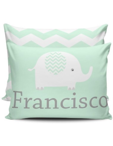 Blue Personalized Cushion - Chevron Elephant