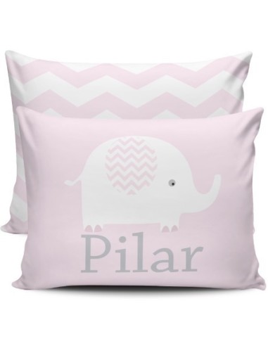 Blue Personalized Cushion - Chevron Elephant