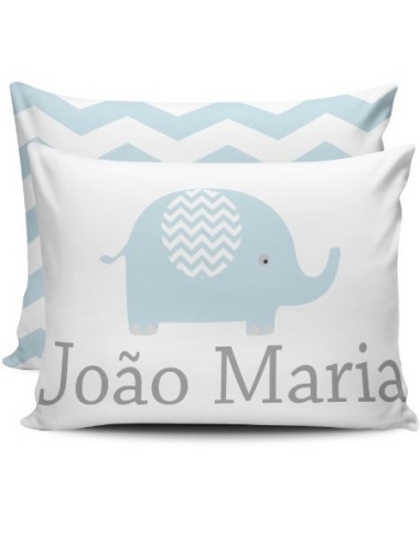 Almofada Personalizada com nome azul - elefante chevron