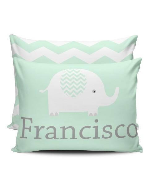 Green Personalized Cushion - Chevron Elephant