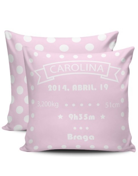 Almofada Personalizada de nascimento bolas rosa  | Bonjour Famille