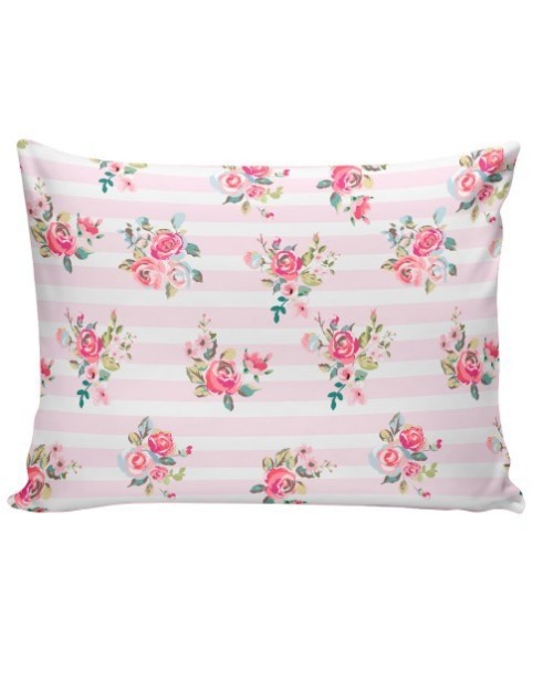 Pink stripes and flowers birth pillow