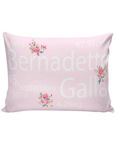 Pink stripes and flowers birth pillow